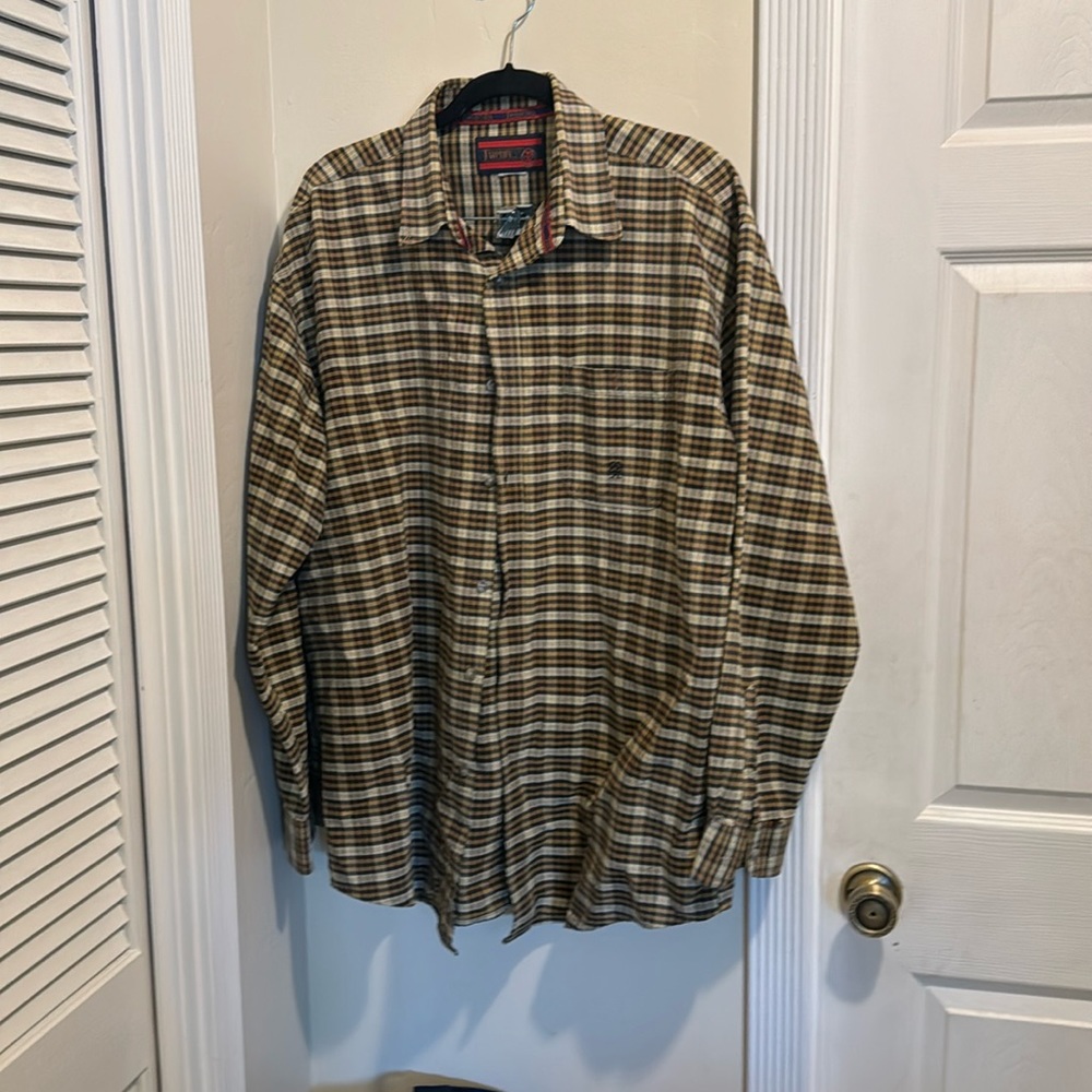 Twenty X Wrangler Mens 2X Brown Plaid Long Sleeve Western Button Up Shirt